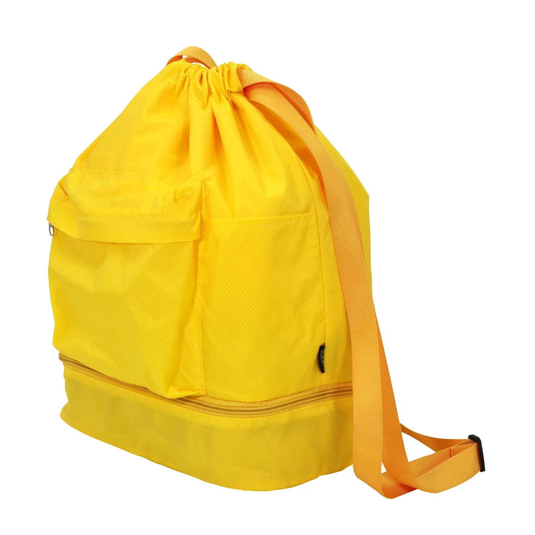 Portable Foldable Durable Nylon Waterproof Travel Hiking Gym Shopping Drawstring Bag Backpack Shoulder Bag