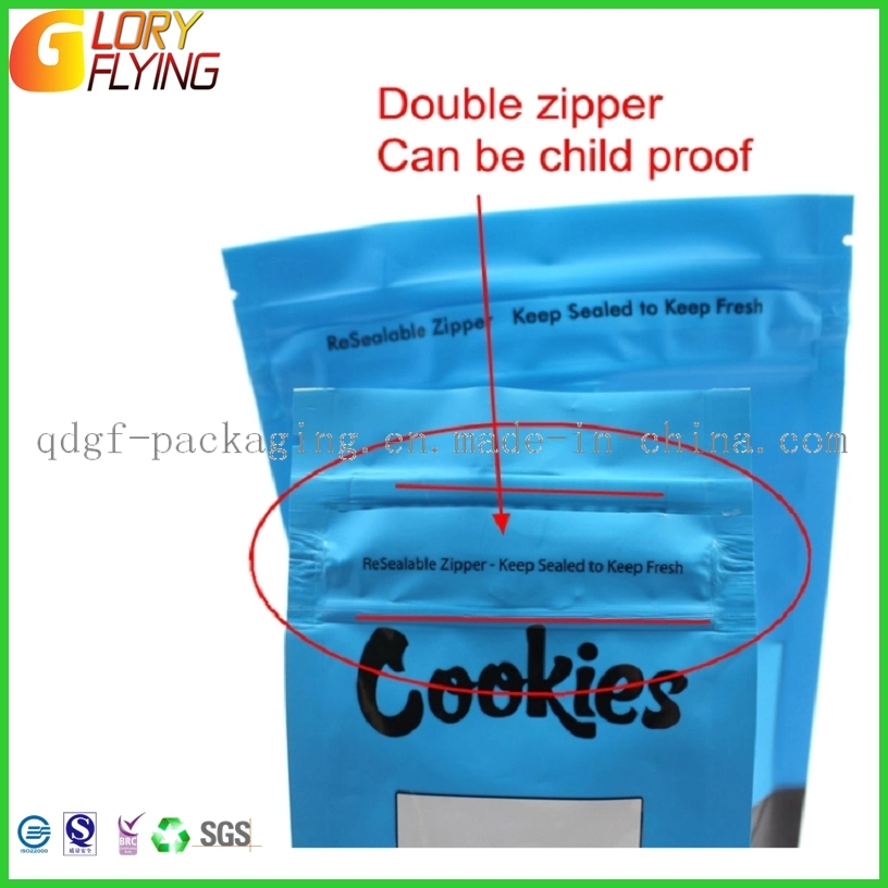 High Quality Double Zipper Biodegradable Stand up Smell-Child Proof Bag Tobacco Packaging Bag