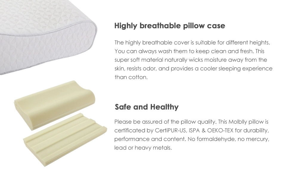 Memory Foam Contour Pillow, Adjustable Cervical Contour Pillow for Neck Pain, Cervical Pillow for Sleeping, Contour Neck Pillow for Side and Back Sleeper