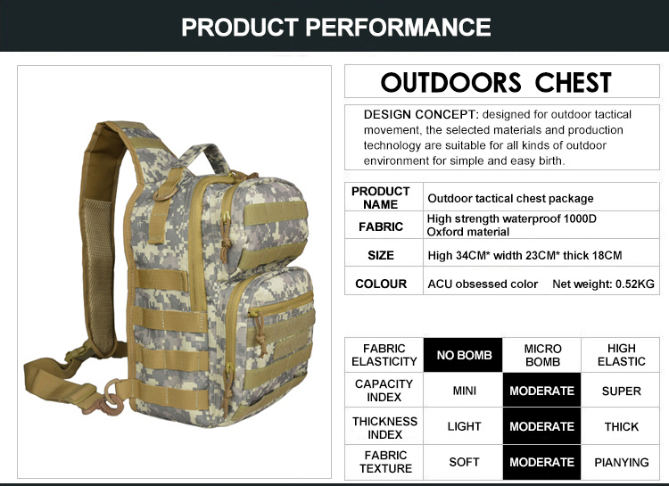 New Big Military Tactical Bosom Bag Oemcamo Chest Packs for Hiking