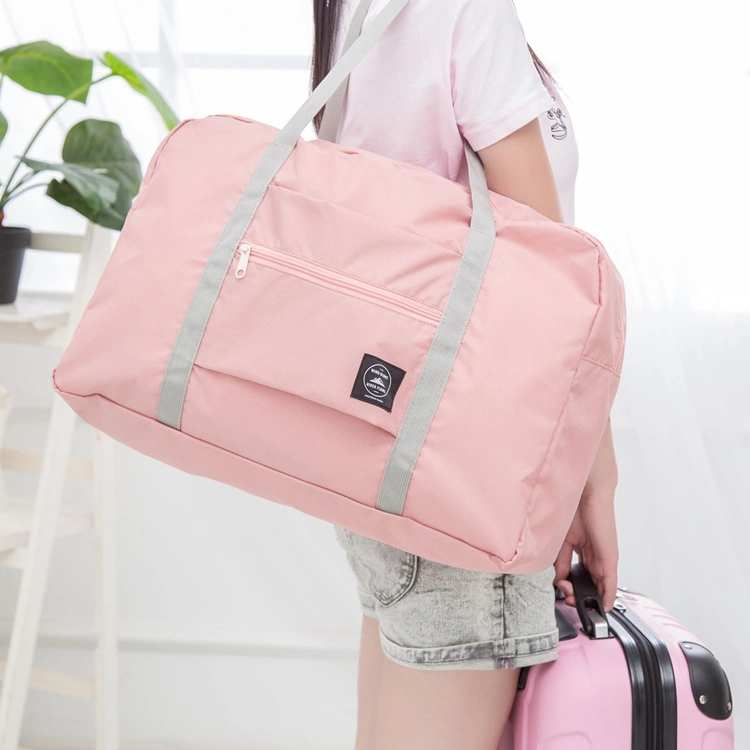 Pink Large Capacity Foidable Duffel Luggage Bag Light Weight Waterproof Oxford Travel Bag