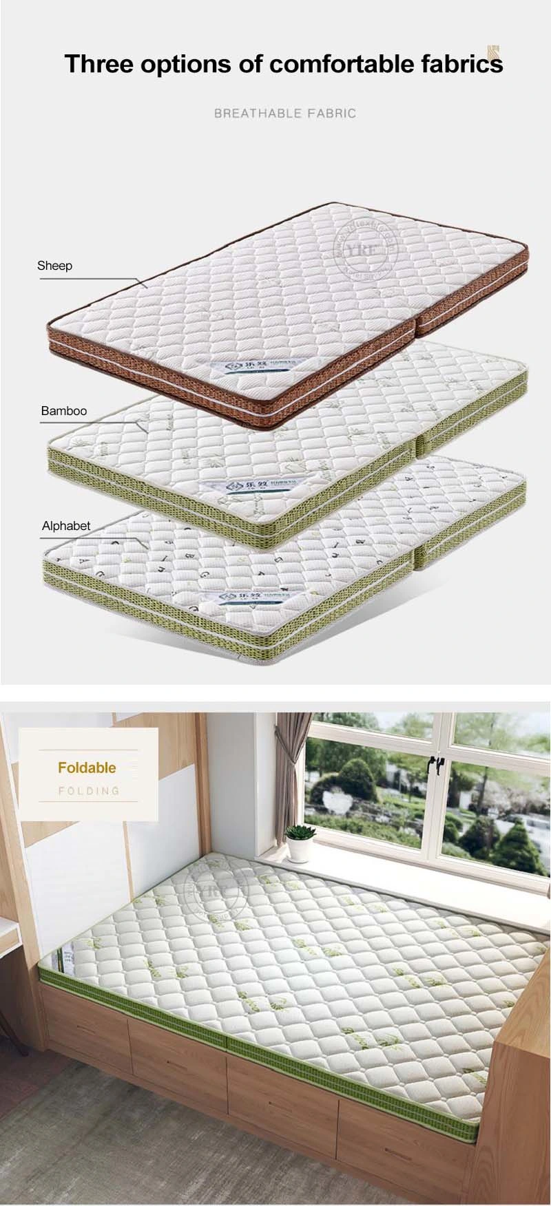 Home Memory Foam Sleeping Tatami Tri-Fold Detachable Washable 10cm Bed Bedroom