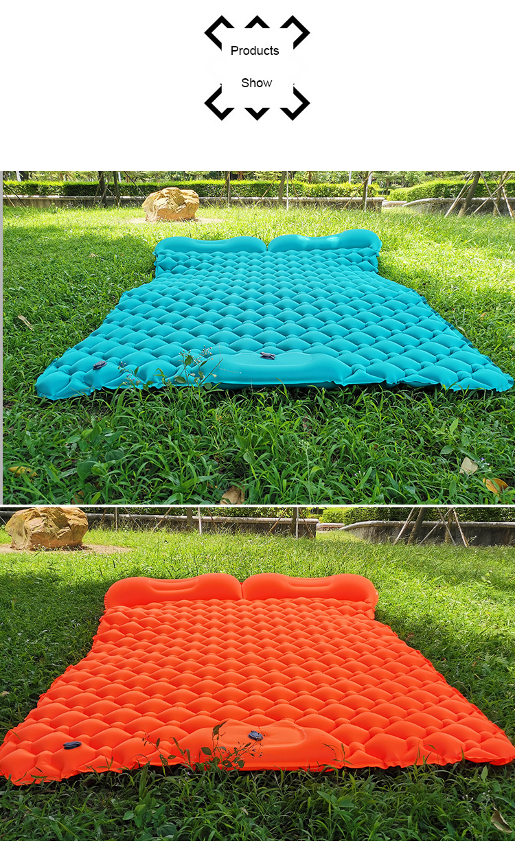 Outdoor Self Inflating Campingdouble Sleeping Mat Hiking Outing Sleeping Mat with Pillow
