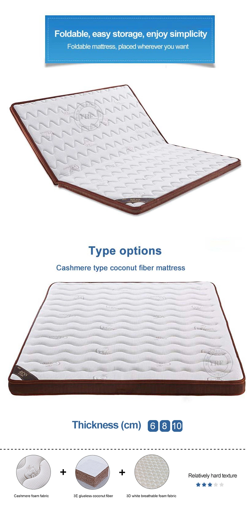Forces Latex Sleeping Pad Tri-Fold Thick 10cm Bed Bedroom