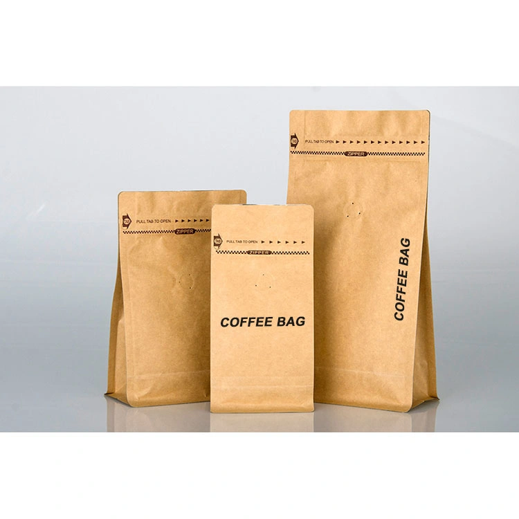 Biodegradable Food Bag Stand up Kraft Paper Bag Ziplock Bag for Coffee Bean Packaging
