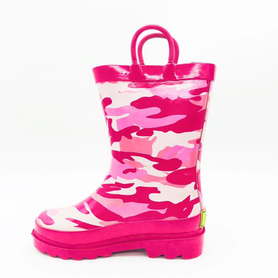 Pink Camo Girls Kids Outdoor Rain Boots Waterproof Rubber Boots