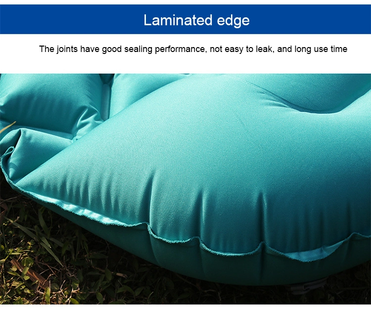 Outdoor Hand Pump Inflatable Sleeping Pad Camping Mat with Pillow