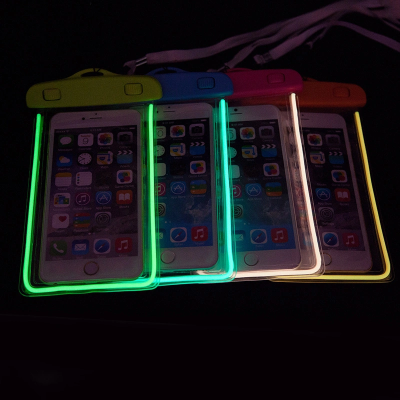 High Sealed Below 6 Inch Cellphone Universal Glow in Dark Noctilucent Waterproof Bag