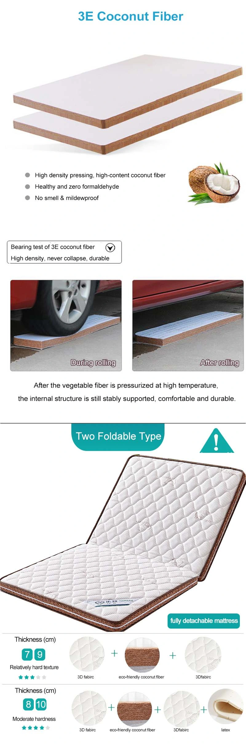 Home Latex Sleeping Tatami Foldable Detachable Washable 10cm Single Bed