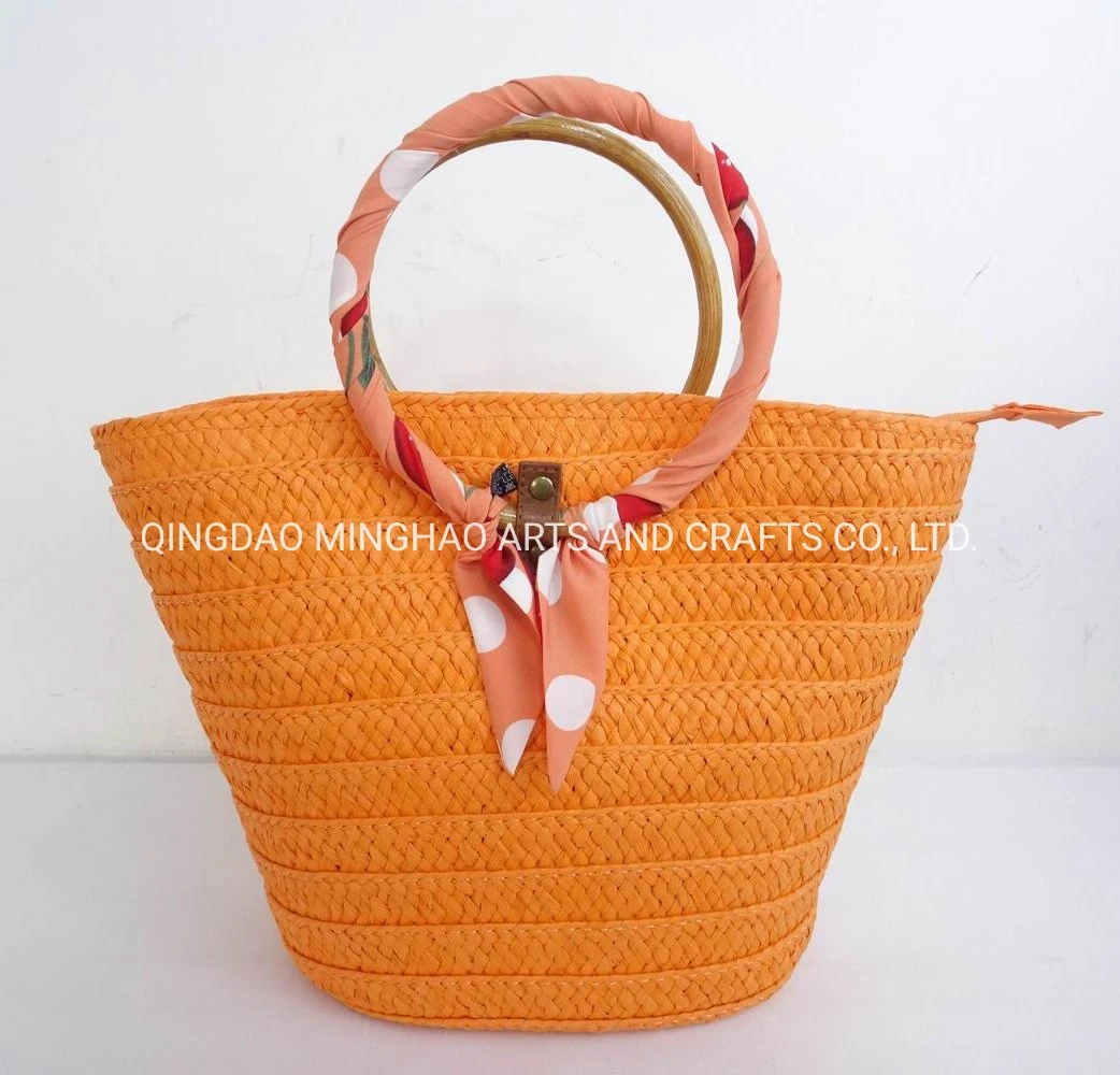 New Summer Fashion Handbag Paperstraw Bag Tote Bag Beach Bag with Round Handle