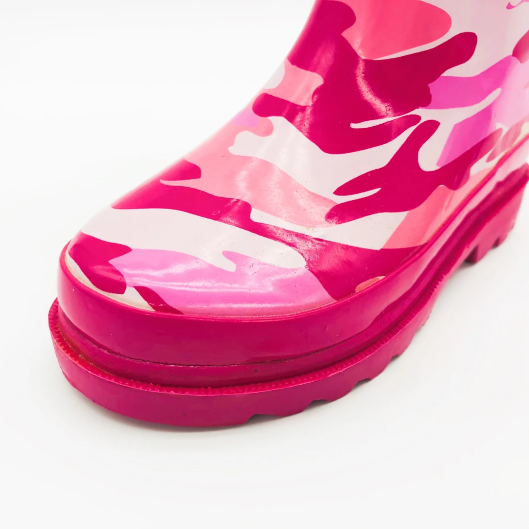 Pink Camo Girls Kids Outdoor Rain Boots Waterproof Rubber Boots