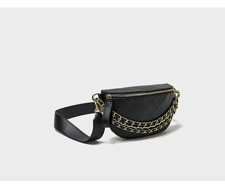 Women Chest Bag Trend One-Shoulder Cross-Body Bag PU Chain Belt Bag