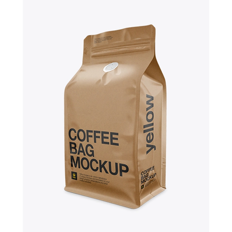 Biodegradable Food Bag Stand up Kraft Paper Bag Ziplock Bag for Coffee Bean Packaging