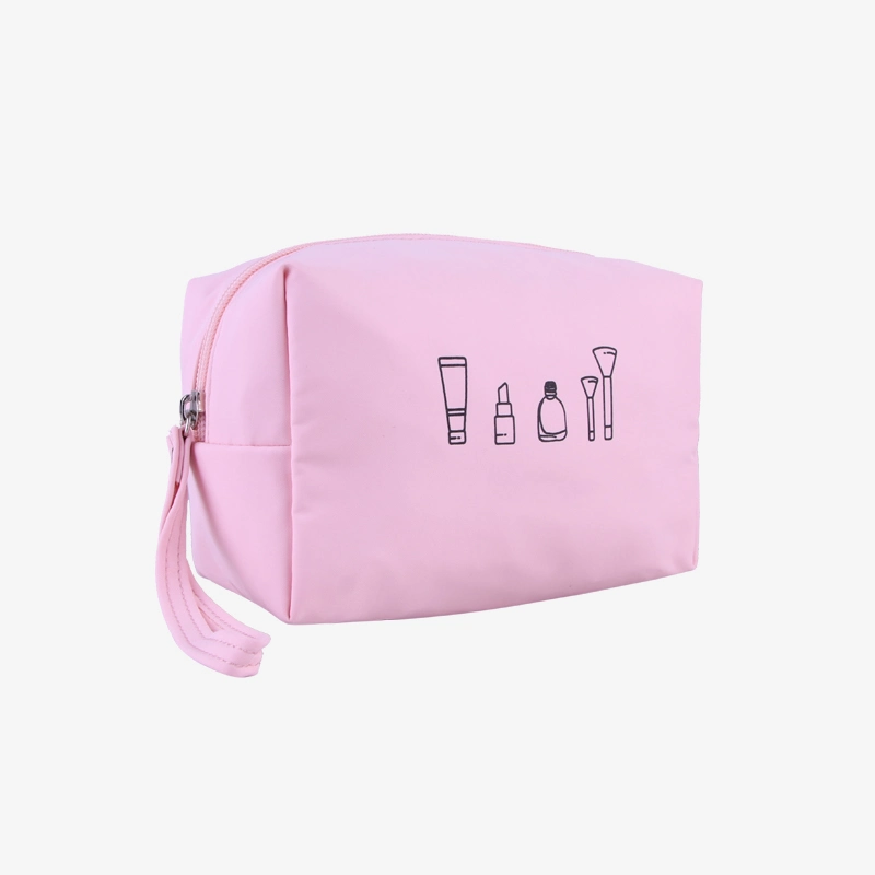 Pink Color Nylon Cosmetic Bag High-Capacity Travelling Bag for Woman
