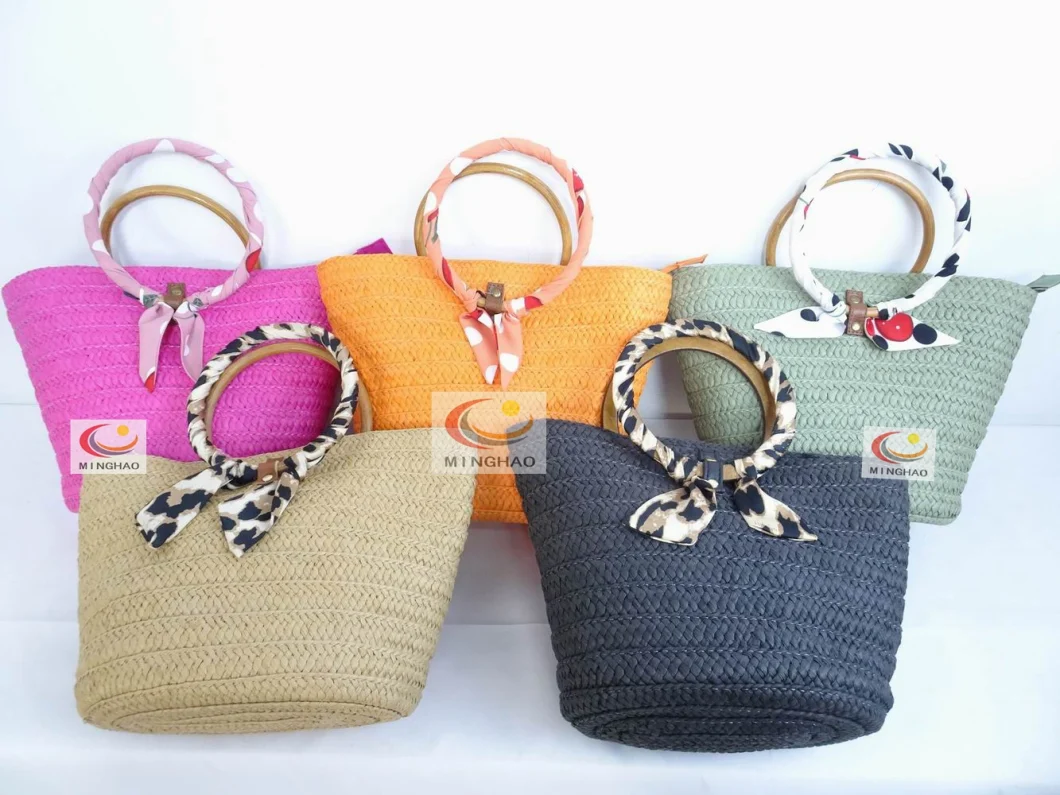 New Summer Fashion Handbag Paperstraw Bag Tote Bag Beach Bag with Round Handle
