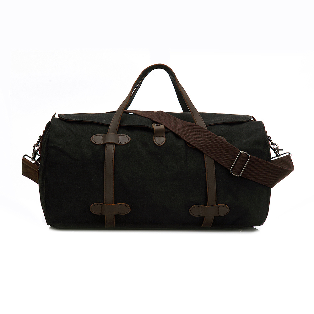 Army Green Waterproof Canvas Travel Bag Leather Oversized Caryon Weekender Duffle Bag (RS-MS12036)