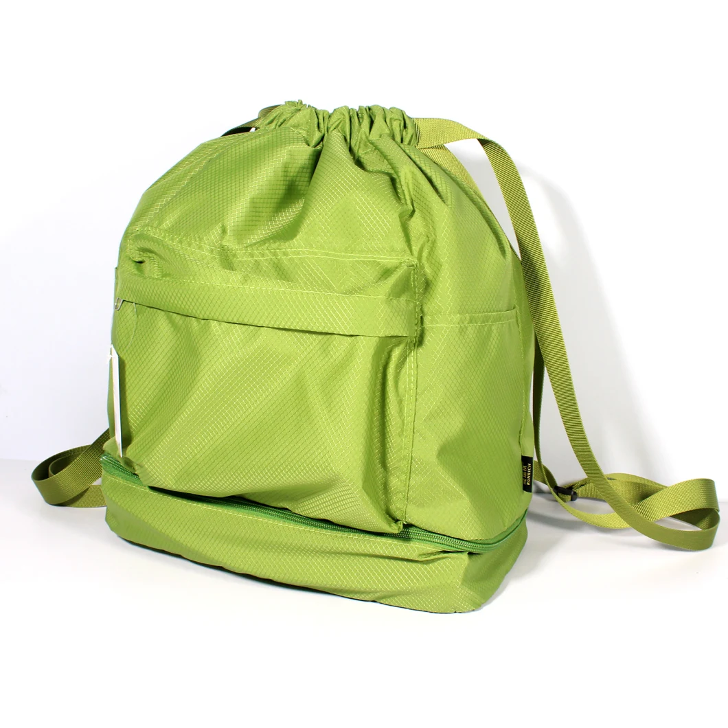 Portable Foldable Durable Nylon Waterproof Travel Hiking Gym Shopping Drawstring Bag Backpack Shoulder Bag