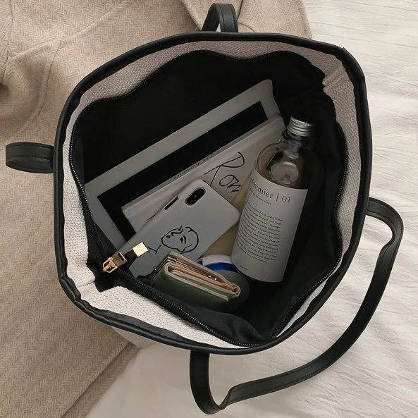 Stylish New Tote Bag Simple One-Shoulder Bag Large Capacity Canvas Bag