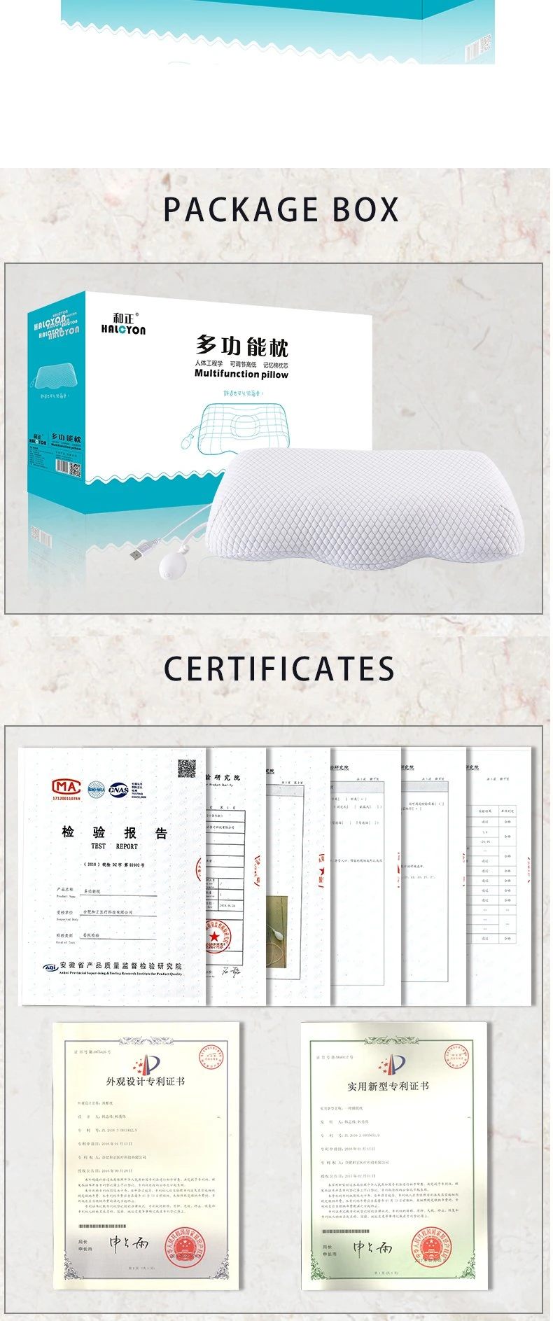 Home Electric Massage Pillow Neck Memory Foam Sleeping Pillow with Heat Adjustable Pillow