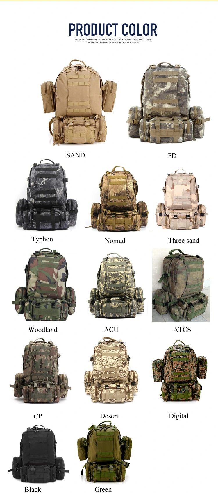 Solid Nylon Wearproof Outdoor Sport Climbing Camping Hiking Combined Trekking Molle Travel Bags Military Tactical Backpack