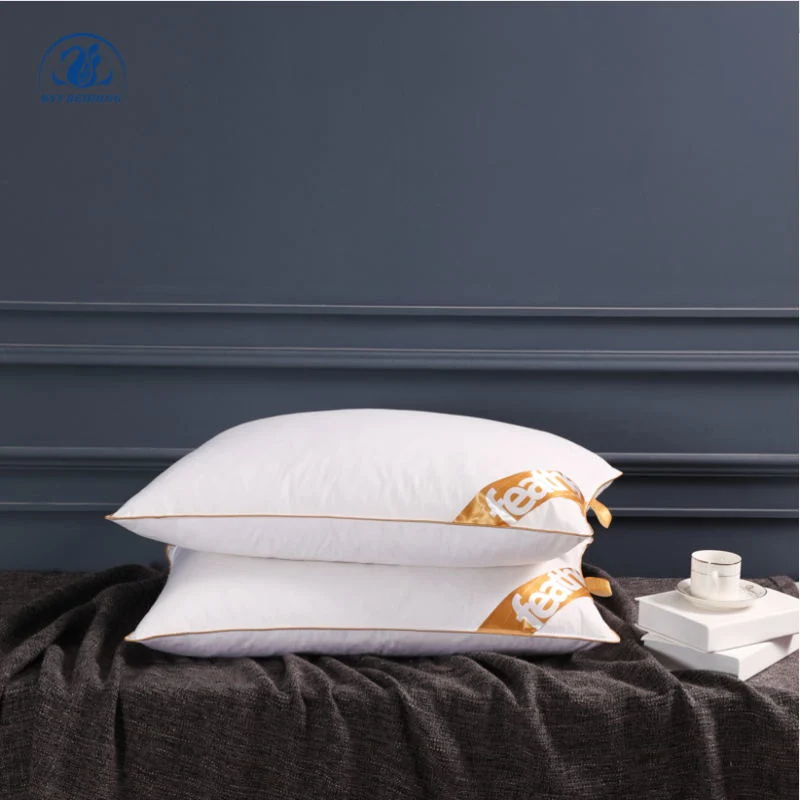 Hotel/Home Medium Firm Duck Feather Down Pillow Bed Sleeping Cotton Cover Pillow