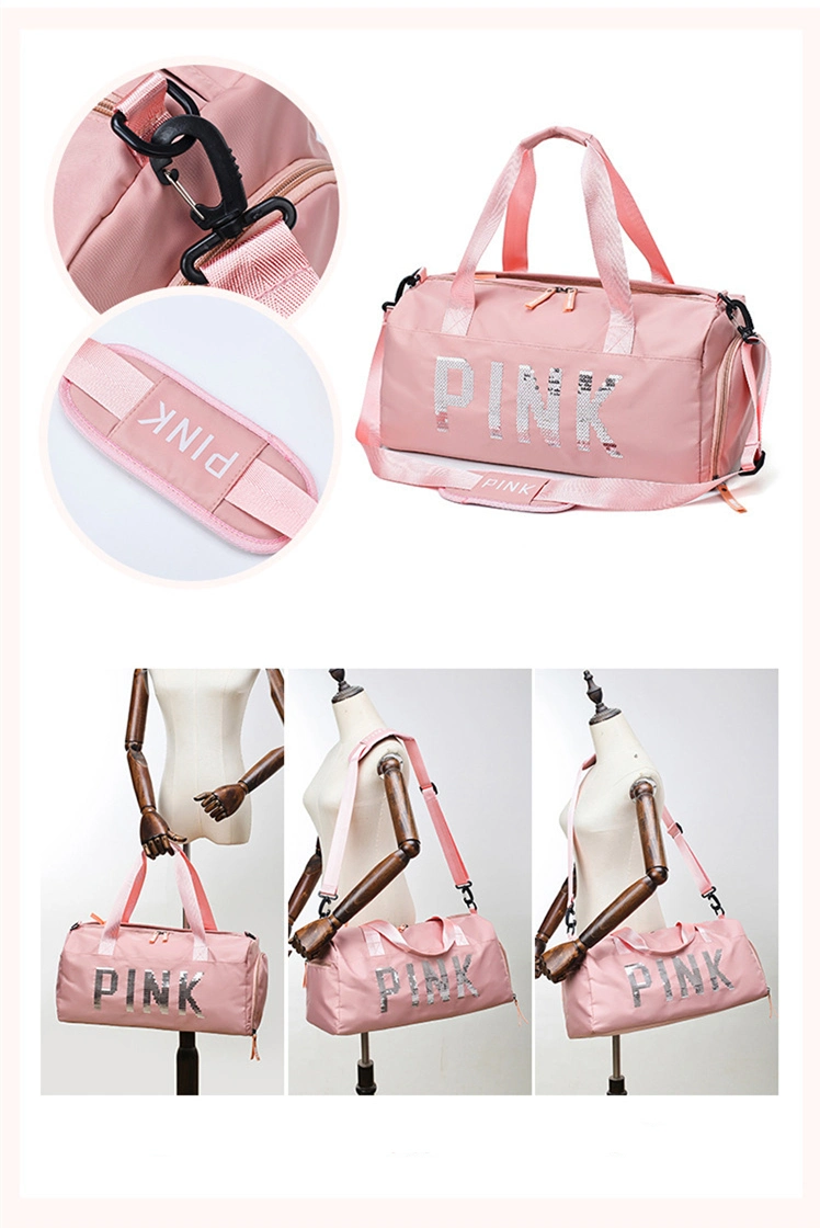 Large Capacity Sport Travel Bag Shoulder Bags Fashion Travel Pink Letter Tote Trip Duffel Bag