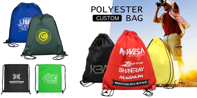 Great Quality Friendly Polyester Drawstring Waterproof Backpacks Bags Promotional Sack Cinch Bags