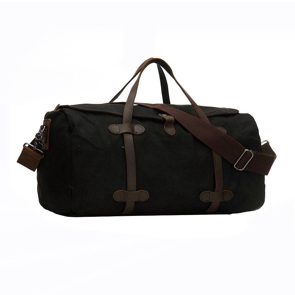 Army Green Waterproof Canvas Travel Bag Leather Oversized Caryon Weekender Duffle Bag (RS-MS12036)