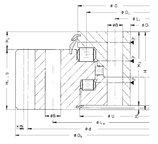 191.50.5600 Ladle Turret Slewing Ring Bearing 191.50.5000 Three Row Roller Turntable Bearing