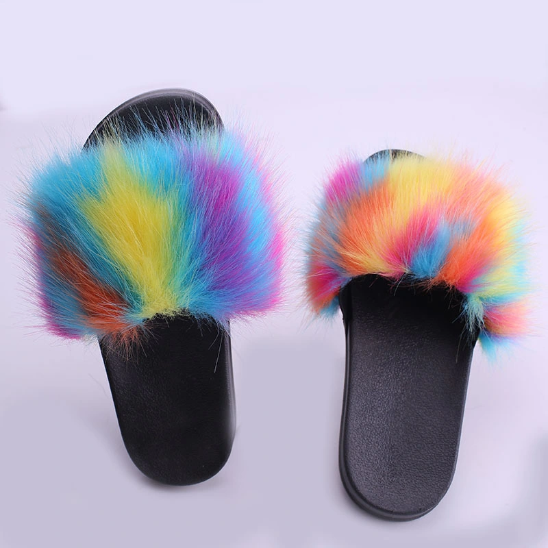 Ins Fur Sandals Heels, Wholesale Women's Flurry Fur Slippers, Ladies Fur Slides Vendor