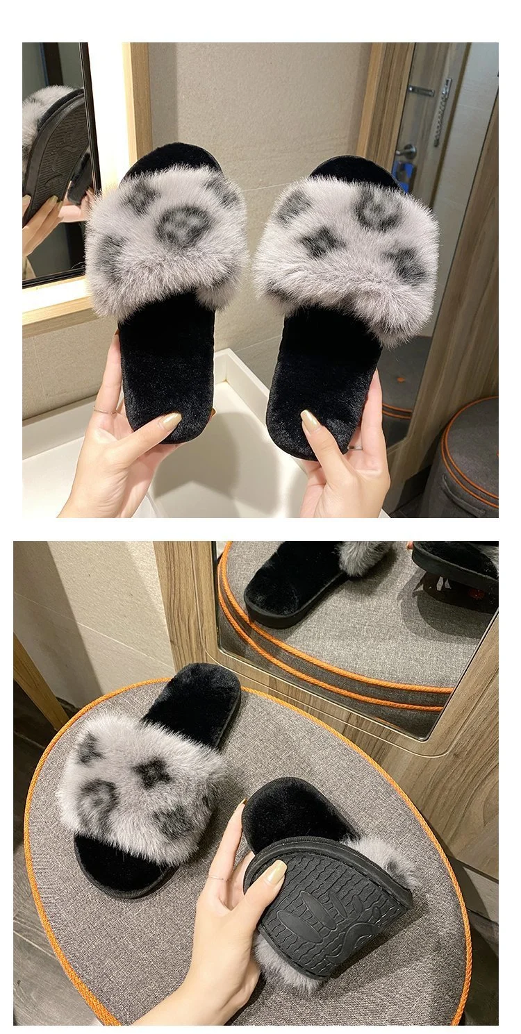 Wholesale Cheap Price Indoor Sandals Pink Fur Slippers Fluffy Sliders for Woman