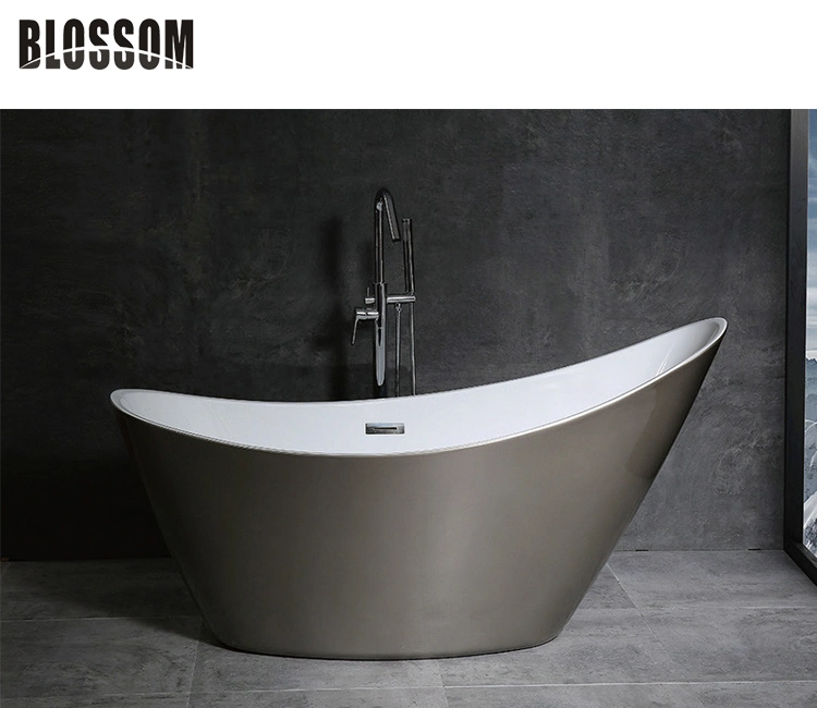 Modern Brown PMMA Acrylic Small Free Standing Slipper Bathtub Tub Bath