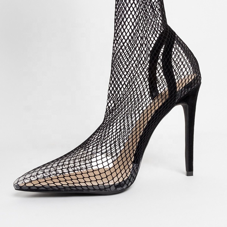 Women Shoes Ladies Shoes Thigh Boots Slippers Mesh Sock High Heels Sandals