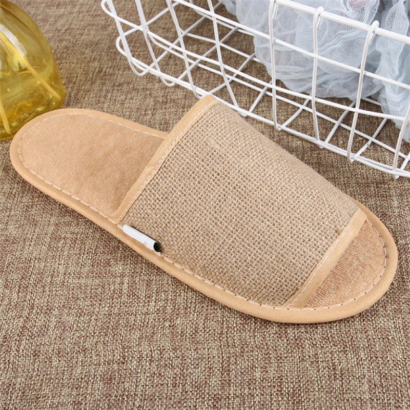 Open Toe Style Bio Hotel Slipper Eco-Friendly Canvas Making SPA Hotel Slippers with Logo