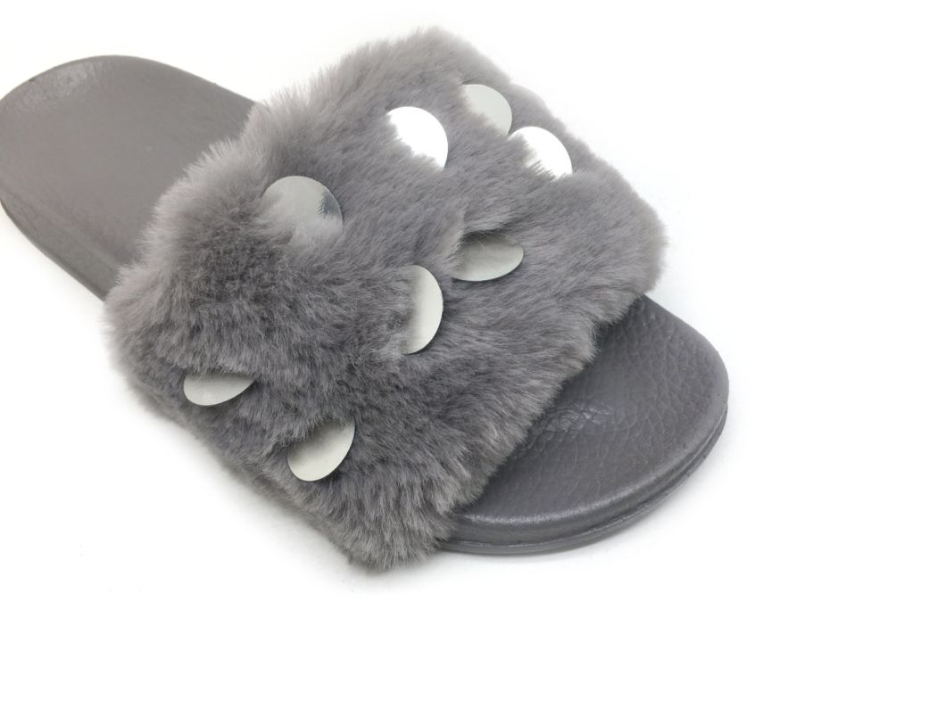 Women Slippers with Light Shiney Piece High Quality Slippers Fur Upper