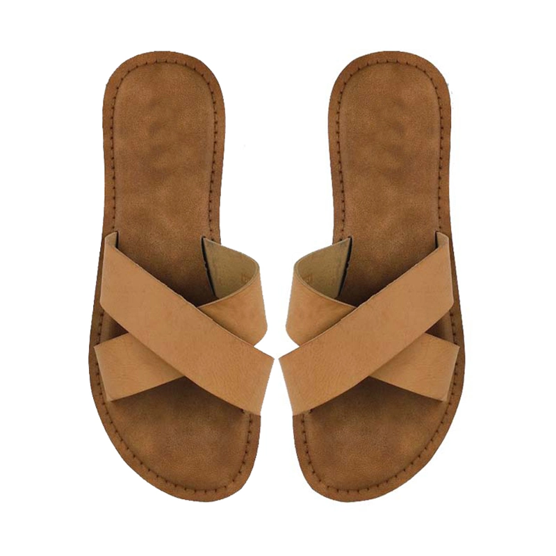 Female Flat Slippers for Womens 2019, Leather Slide Sandals Women, Fashionable Designers Slippers for Women