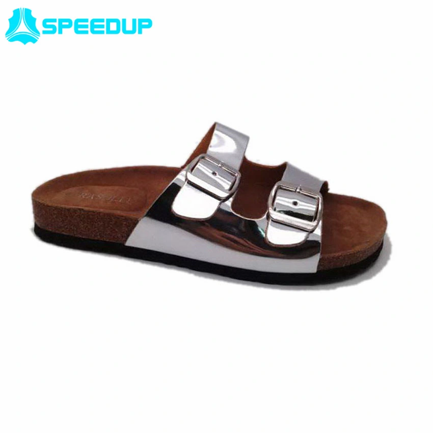 Multi Colors PU Upper and Cork Sole Lady Sandal Slippers