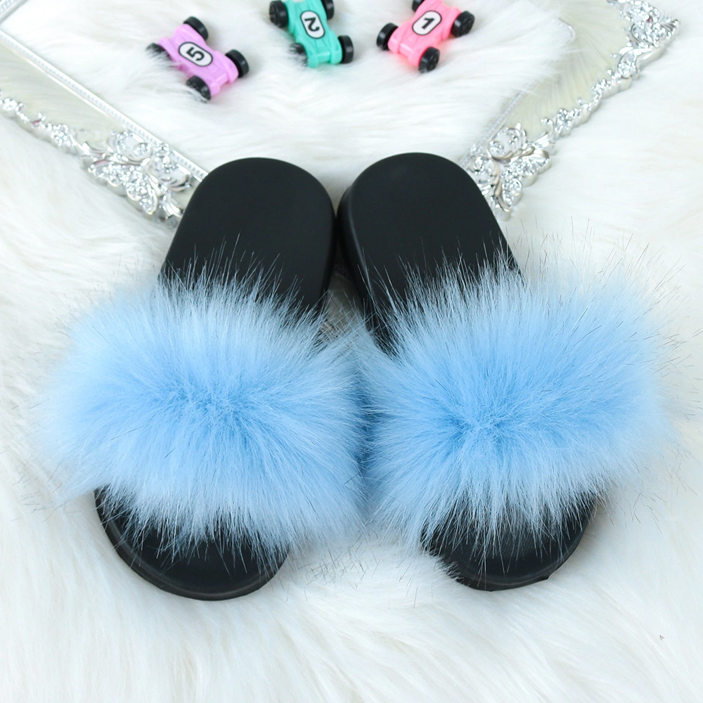 Children's Flurry Furry Wholesale Fur Slippers Kids Sandals Shoe Toddler Indoor Slippers