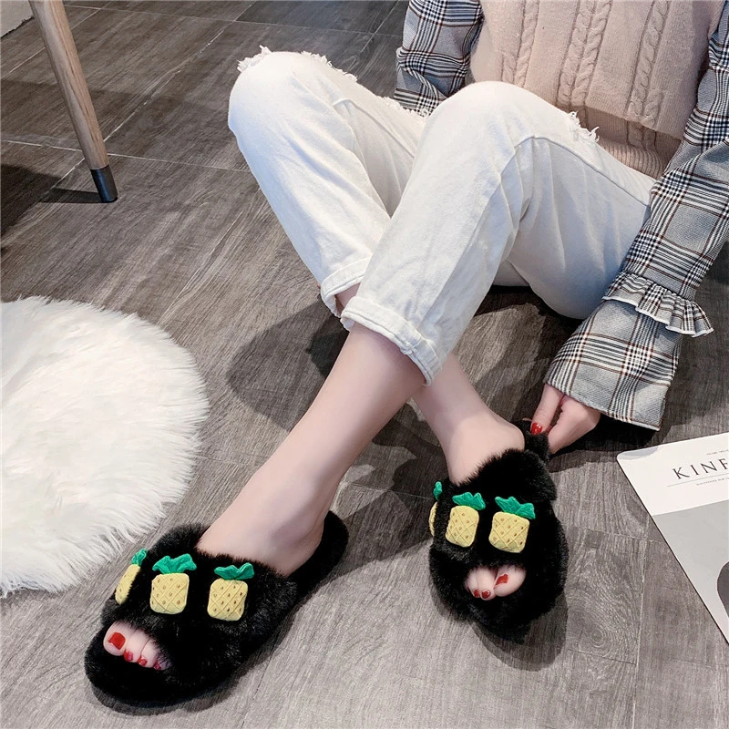 Autumn and Winter New Korean Cotton Slippers Sweet Little Fairy Flat Home Slippers Female Cute Girls Plush Slippers