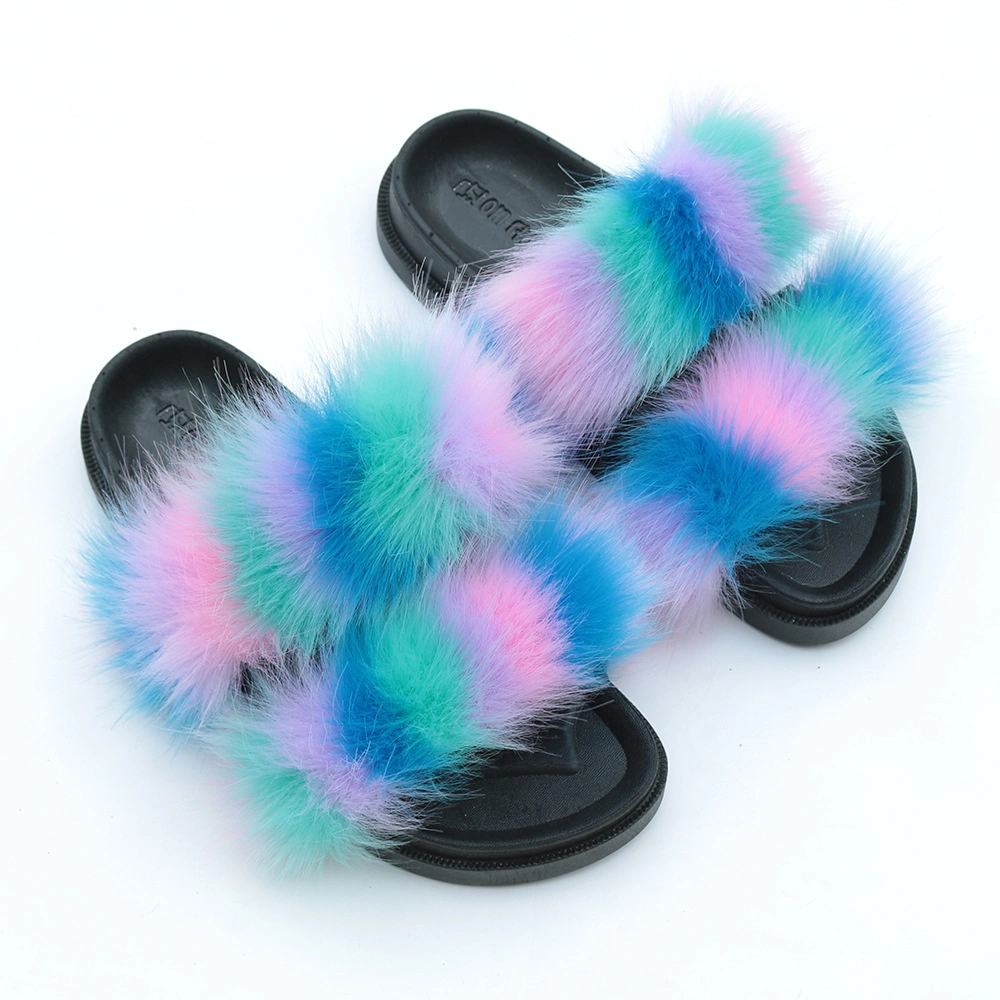 Leopard Print Wholesale Fur Slippers, Custom Logo Women Fur Slippers, Winter Home Slippers for Women