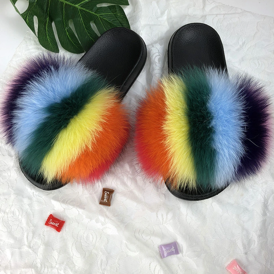 Wholesale Fur Slippers, Open Toe Fluffy House Slippers for Women, Women Fur Slippers