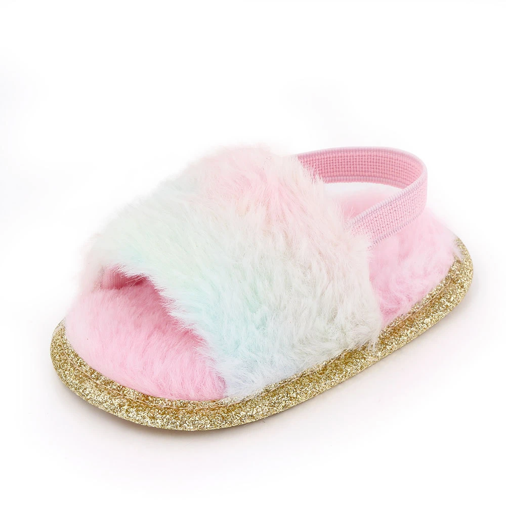 Indoor Infant Baby Comfortable Shoes, Baby Fur Slippers Shoes, Little Girls Shoes
