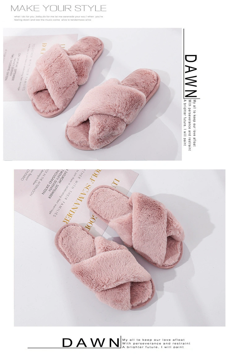 Fuzzy Bedroom Slippers, Fur House Sandals, Wholesale Women's Fur Slippers