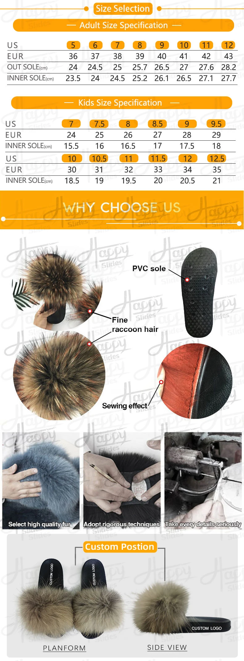 Women's Plush Slippers Fur House Slippers Fur Sandals Customized Fur Slides Sandal