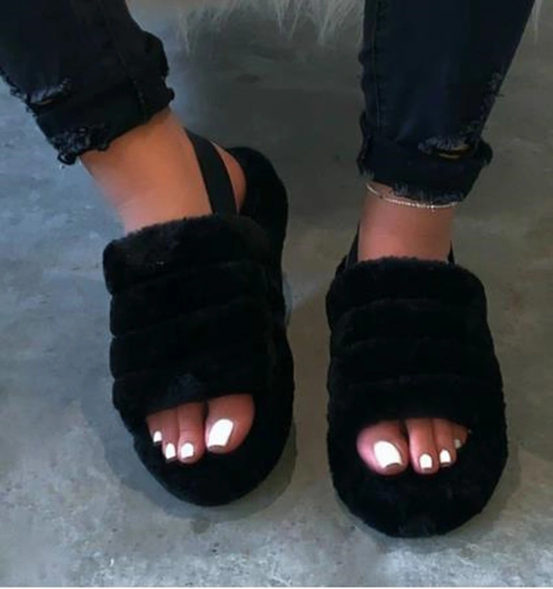 Brand Platform Sandals, Ladies Plush Ugh Sandals, Wholesale Fur Slippers for Women