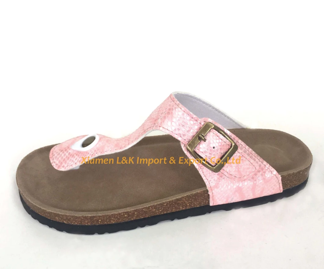 Thong Slipper Cork Slides Sandals Flip Flop with Buckle