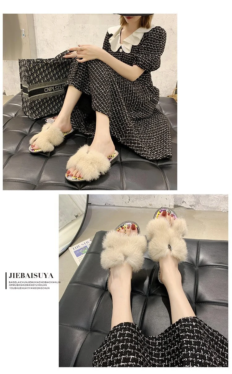 Women Indoor Slippers Outdoor Footwear Sandals Fur Sliders, Manufacturers China Wholesale Fur Slippers