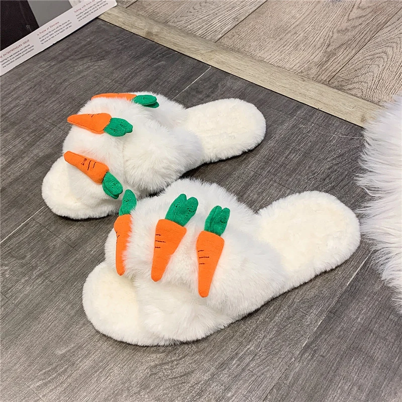 Autumn and Winter New Korean Cotton Slippers Sweet Little Fairy Flat Home Slippers Female Cute Girls Plush Slippers