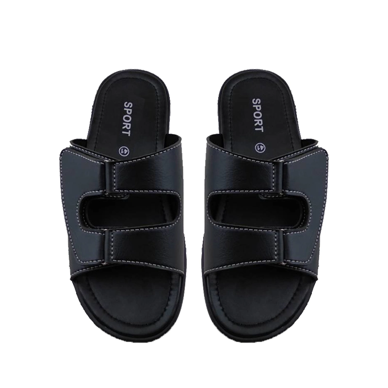 Summer Male Black Slippers Men, Men Leather Sandals and Slippers Manufacturer, Design of Mens Leather Slippers