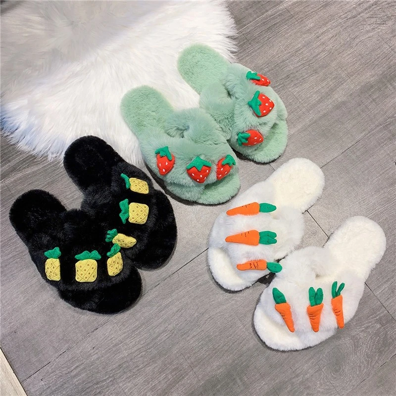 Autumn and Winter New Korean Cotton Slippers Sweet Little Fairy Flat Home Slippers Female Cute Girls Plush Slippers